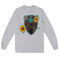 Moon Dust bison head with sunflowers and gemstone Long Sleeve Tee - RanaPortraitStore