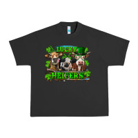 Pigment Black St Patricks Day Lucky Heifers Urban Heavy Tee - RanaPortraitStore