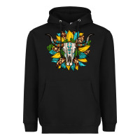 Black bull skull gemstone cactus leopard sunflower Heavyweight Hoodie - Artiststas