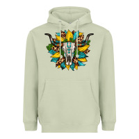 Matcha bull skull gemstone cactus leopard sunflower Heavyweight Hoodie - Artiststas