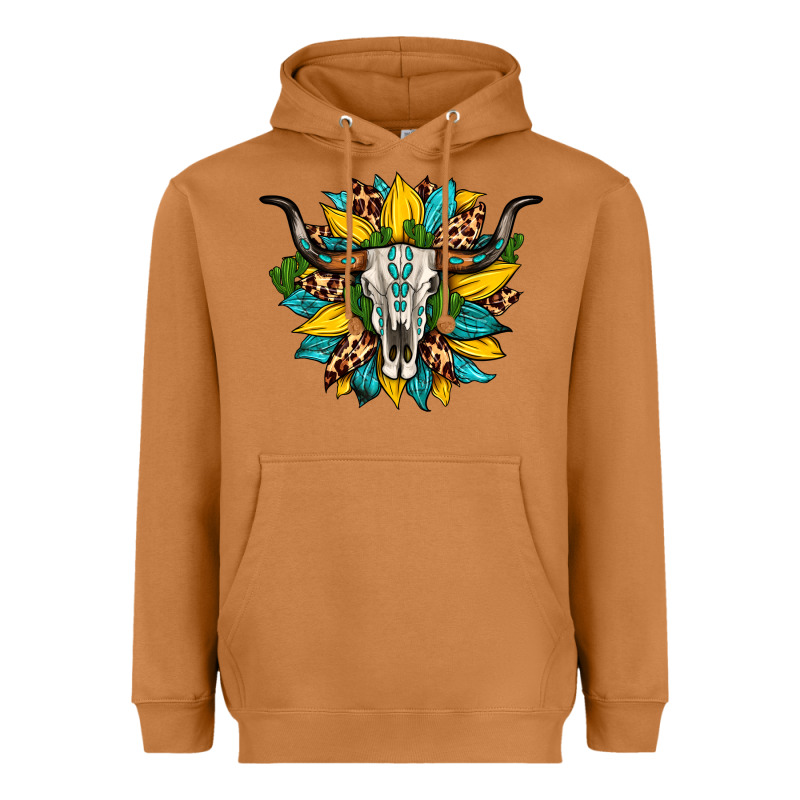Bull Skull Gemstone Cactus Leopard Sunflower Heavyweight Hoodie by Artiststas | Teevron