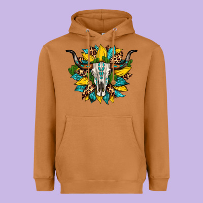 Bull Skull Gemstone Cactus Leopard Sunflower Heavyweight Hoodie Designed By Artiststas