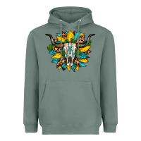 Sage bull skull gemstone cactus leopard sunflower Heavyweight Hoodie - Artiststas