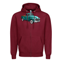 Burgundy western truck right 34 view Zipper Hoodie - FaDigitalArtStudio