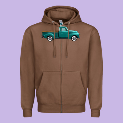 Western Truck Right Side View Zipper Hoodie Designed By Fadigitalartstudio