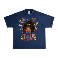 Navy afro locs hair stylist messy bun tbw Urban Heavy Tee - texasbilliewilder