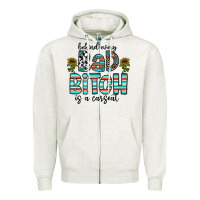 Oatmeal Heather Behind Every Bad Bitch is a Carseat Zipper Hoodie - CowhideDigitalArt