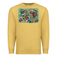 Antique Gold cactus cowboy hat background Premium Sweatshirt - AdoDesignShop