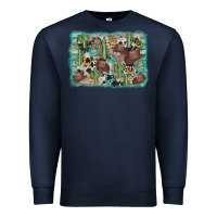 Navy cactus cowboy hat background Premium Sweatshirt - AdoDesignShop