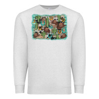 Oatmeal Heather cactus cowboy hat background Premium Sweatshirt - AdoDesignShop