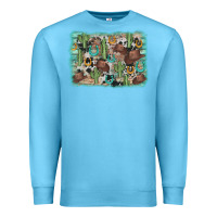 Ocean Blue cactus cowboy hat background Premium Sweatshirt - AdoDesignShop