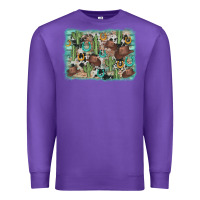 Purple cactus cowboy hat background Premium Sweatshirt - AdoDesignShop