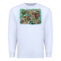 White cactus cowboy hat background Premium Sweatshirt - AdoDesignShop