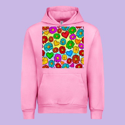 Pride Lgbtq Flowers And Hearts Seamless Pattern Urban Hoodie Designed By Bundleandbundleshop
