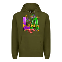 Army Green louisiana mardi gras Premium Hoodie - MaliasSmallBusiness