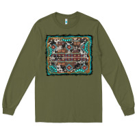 Army Green aztec background with gemstone and cowhide Long Sleeve Tee - RanaPortraitStore