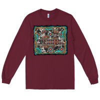 Burgundy aztec background with gemstone and cowhide Long Sleeve Tee - RanaPortraitStore