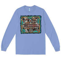 Colony Blue aztec background with gemstone and cowhide Long Sleeve Tee - RanaPortraitStore
