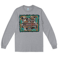 Heather Grey aztec background with gemstone and cowhide Long Sleeve Tee - RanaPortraitStore