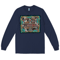 Navy aztec background with gemstone and cowhide Long Sleeve Tee - RanaPortraitStore