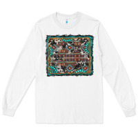 White aztec background with gemstone and cowhide Long Sleeve Tee - RanaPortraitStore