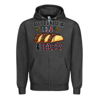 Charcoal Heather All You Need Is Love And Tacos Zipper Hoodie - CowhideDigitalArt