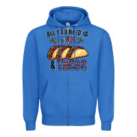True Royal All You Need Is Love And Tacos Zipper Hoodie - CowhideDigitalArt