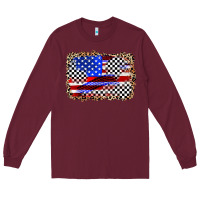 Burgundy race american flag Long Sleeve Tee - Zillion Design Studio