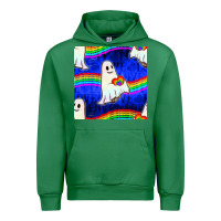 Emerald Pride lgbtq ghosts and heart with rainbow seamless Urban Hoodie - BundleAndBundleShop