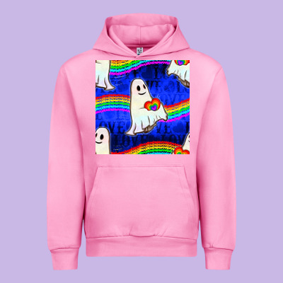 Pride Lgbtq Ghosts And Heart With Rainbow Seamless Urban Hoodie Designed By Bundleandbundleshop