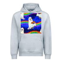 Heather Grey Pride lgbtq ghosts and heart with rainbow seamless Urban Hoodie - BundleAndBundleShop