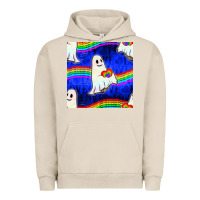 Pigment French Oak Pride lgbtq ghosts and heart with rainbow seamless Urban Hoodie - BundleAndBundleShop