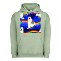 Pigment Oil Green Pride lgbtq ghosts and heart with rainbow seamless Urban Hoodie - BundleAndBundleShop