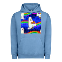Pigment Pebble Blue Pride lgbtq ghosts and heart with rainbow seamless Urban Hoodie - BundleAndBundleShop