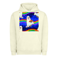 Pigment Pistachio Pride lgbtq ghosts and heart with rainbow seamless Urban Hoodie - BundleAndBundleShop