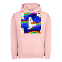 Pigment Salmon Pride lgbtq ghosts and heart with rainbow seamless Urban Hoodie - BundleAndBundleShop