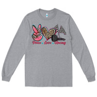Heather Grey peace love racing Long Sleeve Tee - Zillion Design Studio