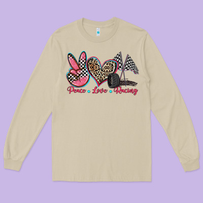 Peace Love Racing Long Sleeve Tee Designed By Zillion Design Studio