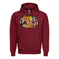 Burgundy happy fall yall Zipper Hoodie - RacoonDesign