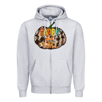 Heather Grey happy fall yall Zipper Hoodie - RacoonDesign