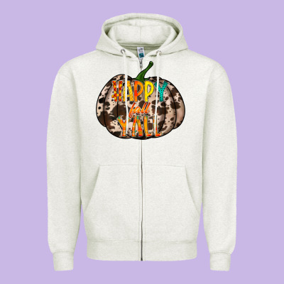 Happy Fall Yall Zipper Hoodie Designed By Racoondesign