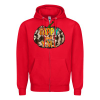 Red happy fall yall Zipper Hoodie - RacoonDesign