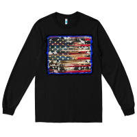 Black american flag with cowhide background Long Sleeve Tee - RanaPortraitStore