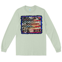 Matcha american flag with cowhide background Long Sleeve Tee - RanaPortraitStore