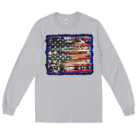 Moon Dust american flag with cowhide background Long Sleeve Tee - RanaPortraitStore