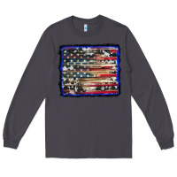 Smoke american flag with cowhide background Long Sleeve Tee - RanaPortraitStore