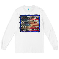 White american flag with cowhide background Long Sleeve Tee - RanaPortraitStore
