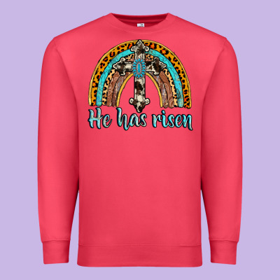 He Has Risen Rainbow Premium Sweatshirt Designed By Adodesignshop