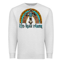 Oatmeal Heather he has risen rainbow Premium Sweatshirt - AdoDesignShop