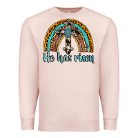 Pale Pink he has risen rainbow Premium Sweatshirt - AdoDesignShop